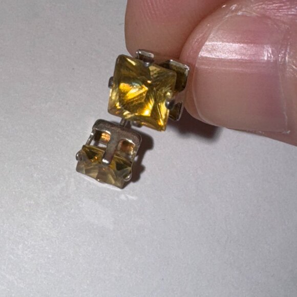 6.72Mm Square Clear Cz And Sterling Post Earrings - Picture 9 of 13